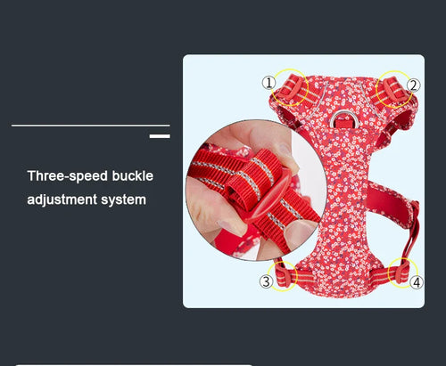 Truelove Floral No Pull Dog Harness - Reflective Cotton Vest