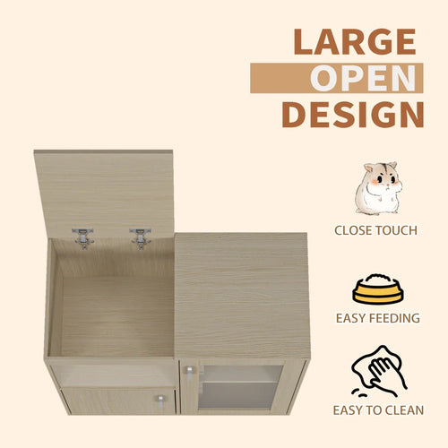 Hamster Cage, Small Animal Cage for Chinchilla/Rat, 4-Tier Guinea Pig Cage Wood with Acrylic Windows, Storage Cabinet