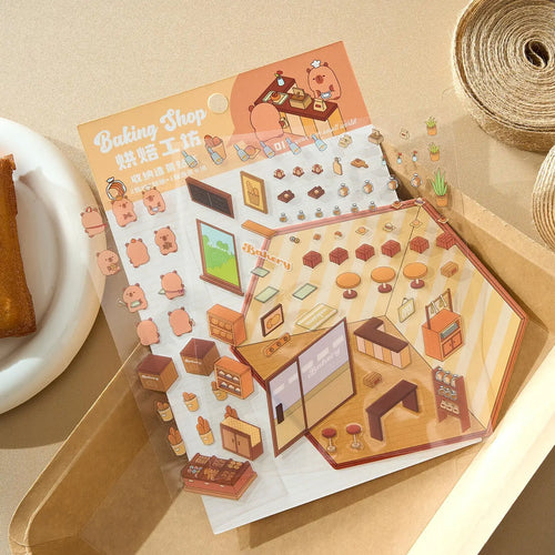Three Dimensional Landscape DIY Scene Paper Stickers 3 Pack Guinea Pig Diary Series Capybara Handbook Decorative Models