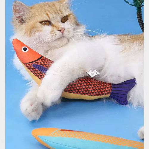 Hapibuyhpb Plush Fish Cat Toy - Bite Resistant Teasing Stick