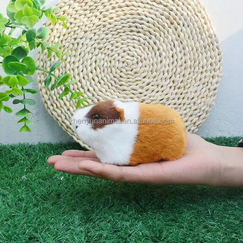 Realistic Faux Fur Hamster & Guinea Pig Figurine Lifelike Small Rodent Model for Desktop Decor,Gift,Educational&Photography Prop
