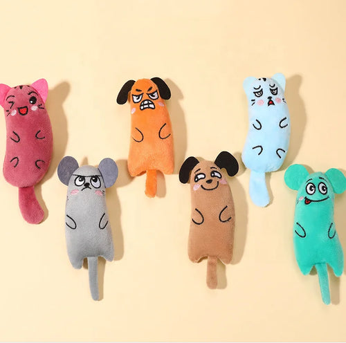 Idepet Catnip Plush Cat Toy - Cute Cartoon Thumb Toy with Tail