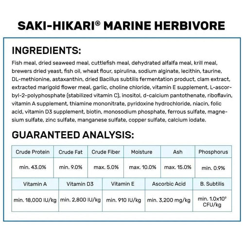 Hikari Saki-Hikari Marine Herbivore MD Sinking Fish Food 3.17 oz.