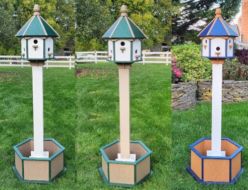 Extra Large Amish-Made Poly Birdhouse with 6 Nesting Compartments – Weatherproof Outdoor Birdhouse