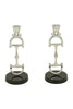 Huntley D Bit Pair of Candlesticks, Pair in Aluminum Silver Finish