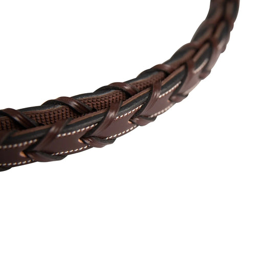 Huntley Equestrian Fancy Stitched Rubber Lined Laced Reins, Size Full
