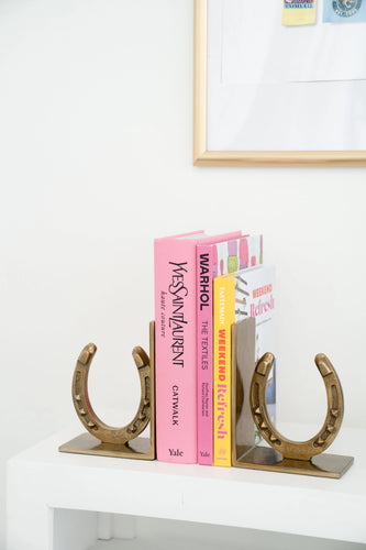 Huntley Horse shoe Bookends, Pair, Brass Antique Finish