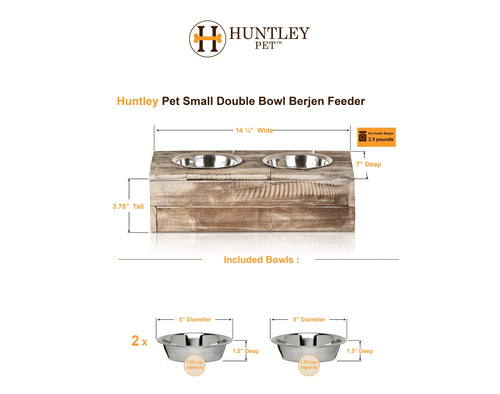 Huntley Pet Elevated Dog and Cat Double Bowl Feeder