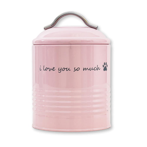 I Love You So Much Dog Treat Canister Gift Set – Pink & Blue