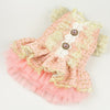 Vintage Pink Tweed Dog Dress - Elegant Pet Formal Wear with Jewel Accents