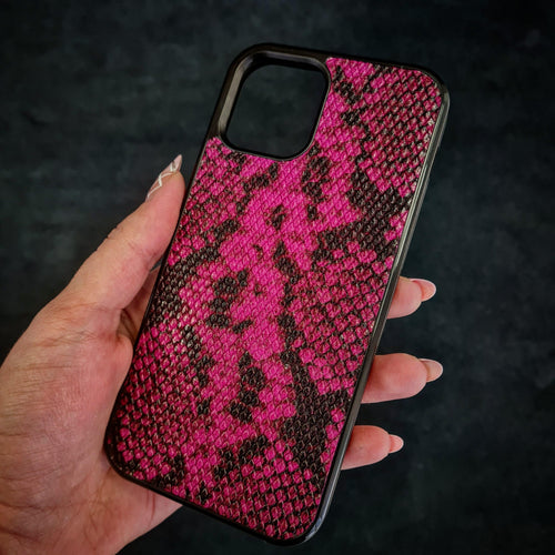 Bestia Rock Python Leather Phone Case Pink