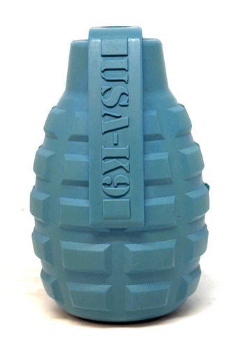 Grenade Shaped eDispenser Durable Dog Chew Toy & Treat Dispenser - Red & Blue