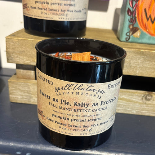 Sweet as Pie, Salty as Pretzels Intention Candle | Pumpkin Butter & Marshmallow Fall Soy Candle
