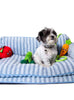 Luxury Light Blue Striped Sofa Dog Bed - Glow Pups