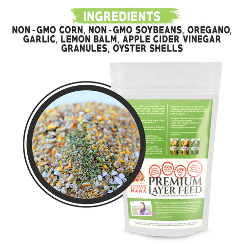 Non-GMO Herbal Layer Feed With Oregano & Garlic - [Oyster Shells Pre-mixed in]
