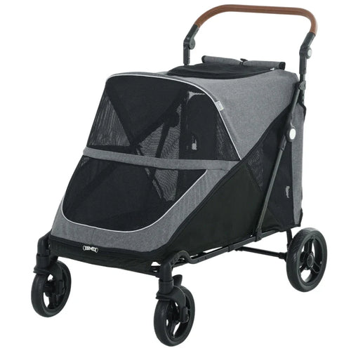 Dog Stroller for Large Dogs Up to 66 LBS with All-Terrain Spring Suspension, 8-Position Adjustable Handle