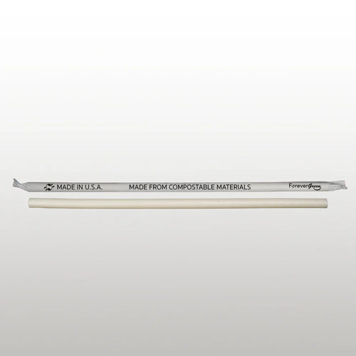Wrapped 7.75'' x 0.24'' Compostable White Jumbo Drinking Straws - 2,500 Count