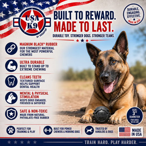 USA-K9 Stars and Stripes Rubber Dog Toy | K9 Handler Reward Toy | Red | USA Made (Copy)
