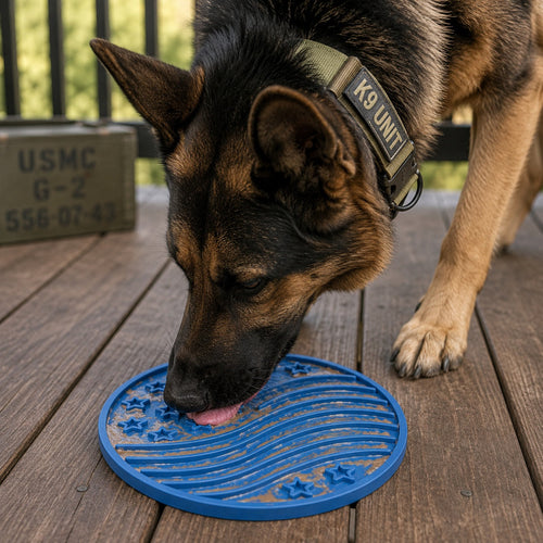USA-K9 Stars and Stripes Design eMat - Enrichment Lick Mat For Dogs and Cats - with Suction Cups | USA Made