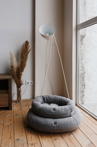 Chester & Lee | Furry Gray Donut Dog Bed
