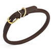 Soft Rolled Leather Dog Collar with Brass Hardware