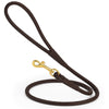 Rolled Leather Dog Leash with Brass Snap Hook