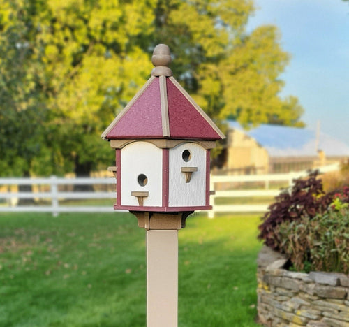 Extra Large Amish-Made Poly Birdhouse with 6 Nesting Compartments – Weatherproof Outdoor Birdhouse