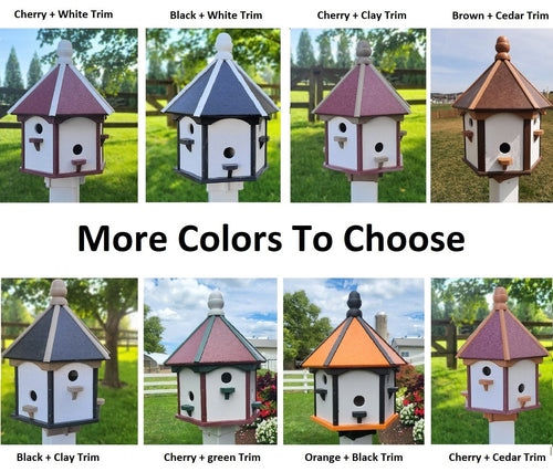 Extra Large Amish-Made Poly Birdhouse with 6 Nesting Compartments – Weatherproof Outdoor Birdhouse