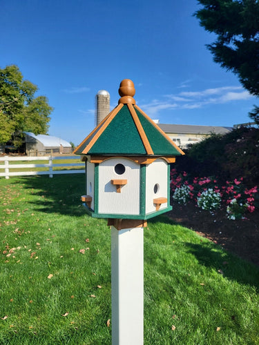 Extra Large Amish-Made Poly Birdhouse with 6 Nesting Compartments – Weatherproof Outdoor Birdhouse