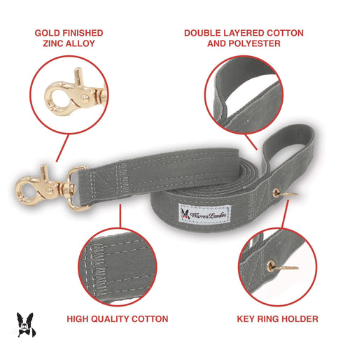 Fabric Dog Leash - Grey