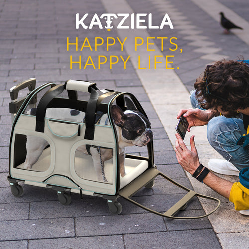 Luxury Rider Pet Carrier with Removable Wheels and Telescopic Handle