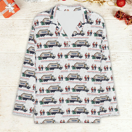 Trump Make Christmas Great Again Pajamas, Trump Xmas Holiday Pajamas, President Trump Garbage Truck Pajamas 681832 - GOP
