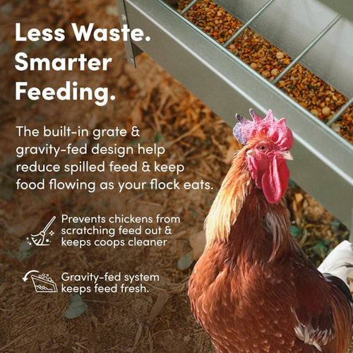 RentACoop Metal Trough Feeder with Lid - 25lb Capacity