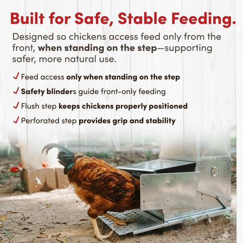 RentACoop Automatic Metal Treadle Feeder - 25lb Capacity