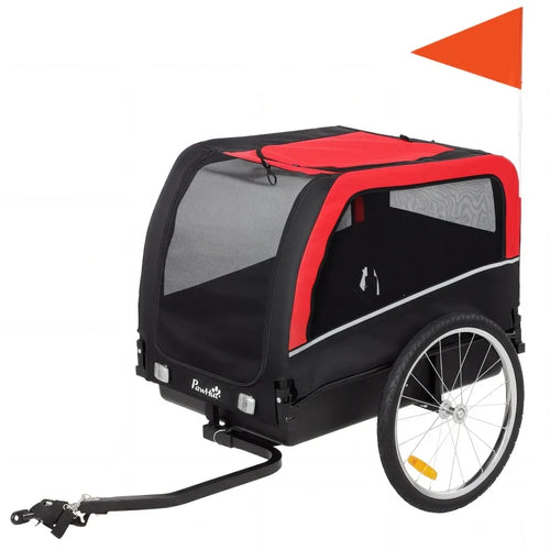 Dog Bike Trailer, Pet Cart Bicycle Carrier with 20 Air Tires, Quick-Release Wheels, Reflectors, Flag