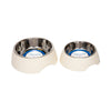 Country Living Set of 2 Round Twill Melamine Dog Bowls with Removable Stainless Steel Inserts – White Swan