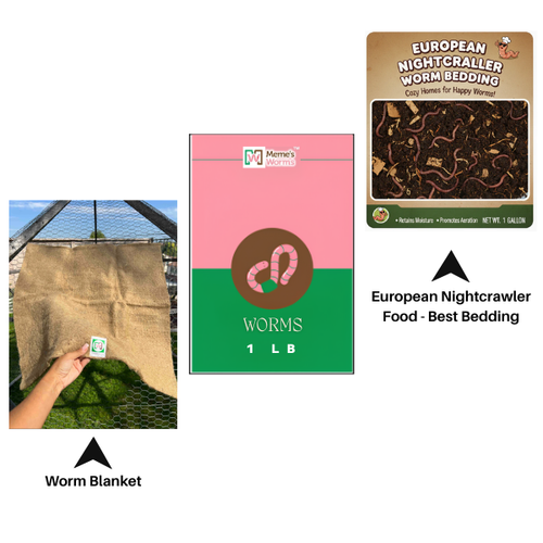 1 LB Worms + Euro Bedding + Worm Blanket Combo (SC)
