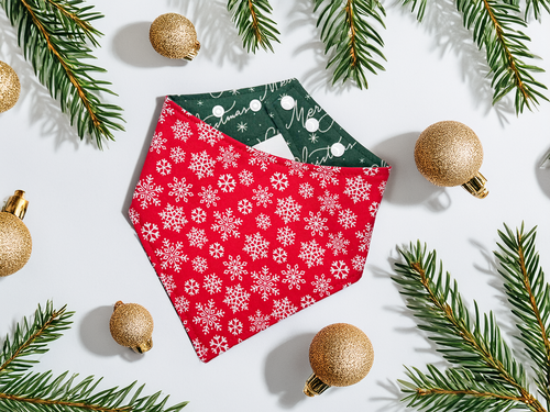 Merry Christmas Script Reversible Dog Bandana