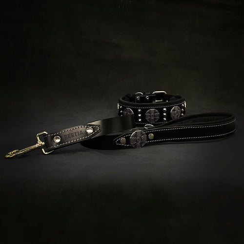 The Maximus collar 2.5 inch wide black & silver