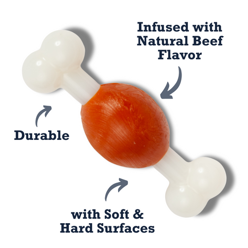 Country Living TPR & Nylon Bone Dog Chew Toy - Beef-Flavored, Ideal for Small Dogs