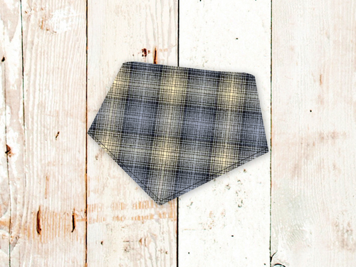 Neutral Grey Plaid FLANNEL Dog Bandana