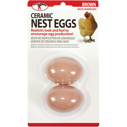 Little Giant Ceramic Nest Eggs 2 Pack 4 Count Fake Chicken Coop Eggs, Brown