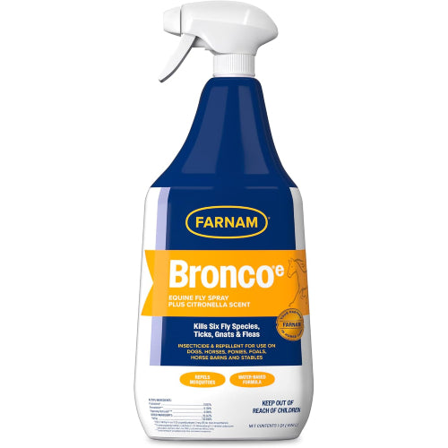 Farnam Bronco Equine Fly Spray Plus Citronella Repellent 32 oz. for Horses & Dogs