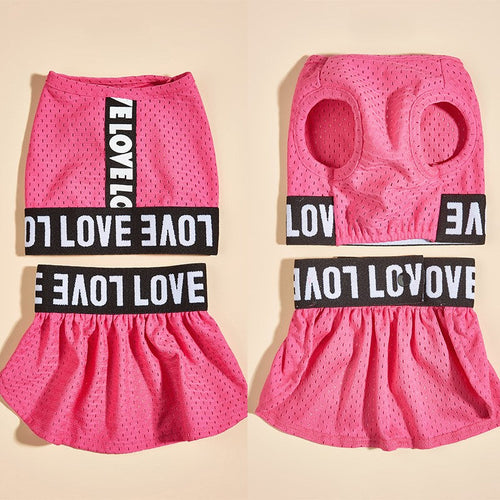 Rose Pink LOVE 2-Piece GYM Dog Dress Set
