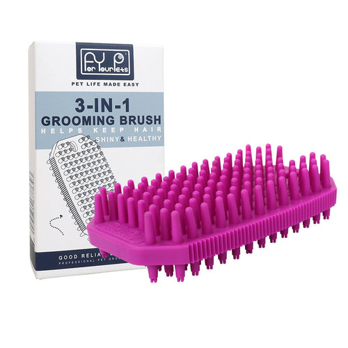 3-in-1 Silicone Pet Grooming Brush for Dogs and Cats