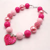 Rose Heart Bow Acrylic Beaded Dog Necklace (3Colors)