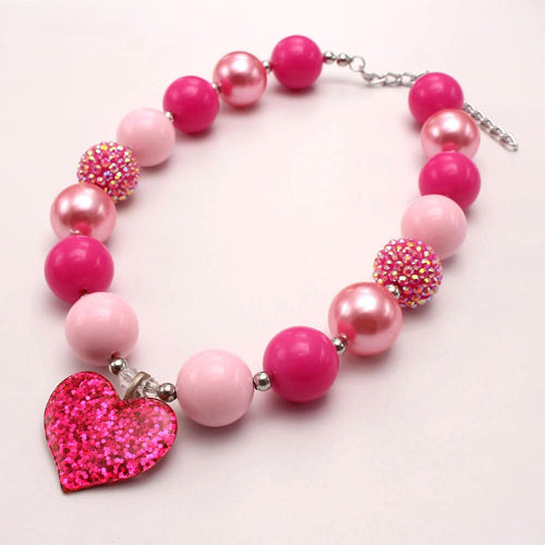 Rose Heart Bow Acrylic Beaded Dog Necklace (3Colors)