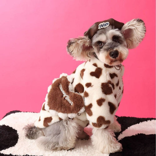 Cozy Heart Fleece Pet Coat Pink