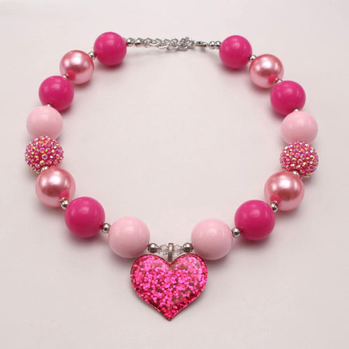 Rose Heart Bow Acrylic Beaded Dog Necklace (3Colors)