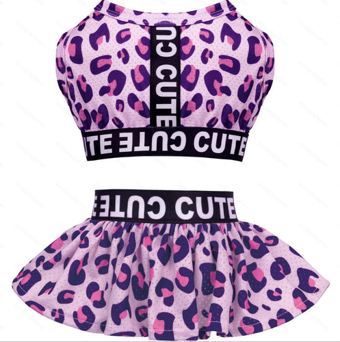 Purple Leopard 2-Piece GYM Dog Dress Set
